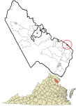 Prince William County Virginia incorporated and unincorporated areas Occoquan highlighted